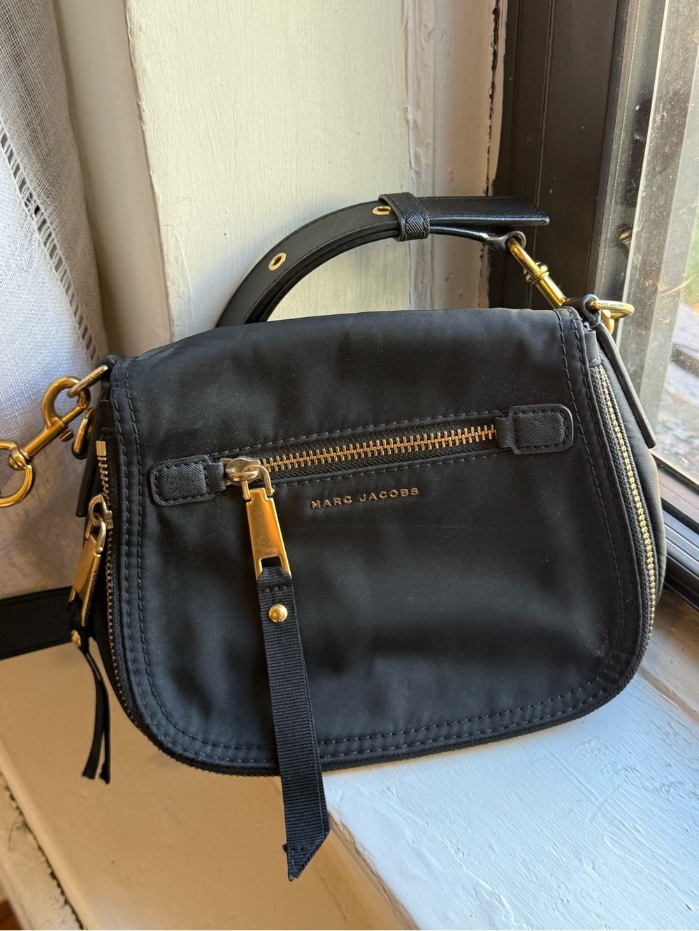 Marc Jacobs Black Nylon Crossbody with Gold Hardware